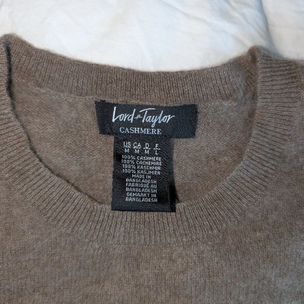 Lord & Taylor 100% Cashmere Sweater, Brown, M